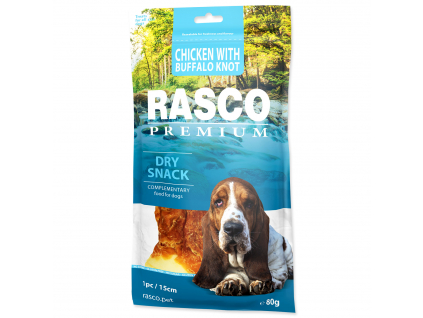 Pochoutka RASCO Premium uzel bůvolí obalený kuřecím masem 80 g z kategorie Chovatelské potřeby a krmiva pro psy > Pamlsky pro psy > Žvýkací pamlsky pro psy