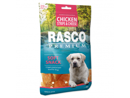 Pochoutka RASCO Premium proužky kuřecí se sýrem 80 g z kategorie Chovatelské potřeby a krmiva pro psy > Pamlsky pro psy > Sušená masíčka pro psy