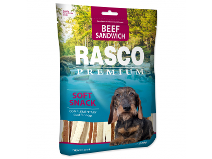 Pochoutka RASCO Premium sendviče z hovězího masa 230 g z kategorie Chovatelské potřeby a krmiva pro psy > Pamlsky pro psy > Tyčinky, salámky pro psy
