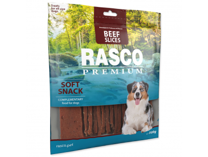 Pochoutka RASCO Premium plátky z hovězího masa 500 g z kategorie Chovatelské potřeby a krmiva pro psy > Pamlsky pro psy > Sušená masíčka pro psy
