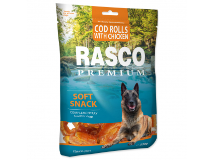 Pochoutka RASCO Premium tresčí rolky obalené kuřecím masem 230 g z kategorie Chovatelské potřeby a krmiva pro psy > Pamlsky pro psy > Sušená masíčka pro psy