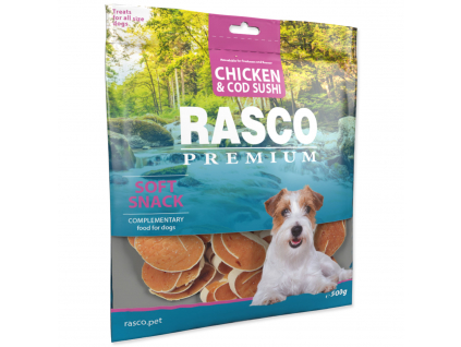 Pochoutka RASCO Premium sushi z tresky a kuřete 500 g z kategorie Chovatelské potřeby a krmiva pro psy > Pamlsky pro psy > Sušená masíčka pro psy