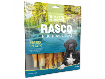 Pochoutka RASCO Premium tyčinky bůvolí obalené kuřecím masem 500 g z kategorie Chovatelské potřeby a krmiva pro psy > Pamlsky pro psy > Žvýkací pamlsky pro psy
