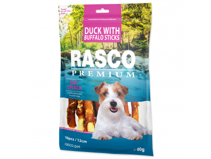 Pochoutka RASCO Premium tyčinky bůvolí obalené kachním masem 80 g z kategorie Chovatelské potřeby a krmiva pro psy > Pamlsky pro psy > Žvýkací pamlsky pro psy