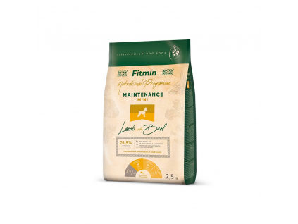 Fitmin Dog Mini Maintenance Lamb With Beef 2,5 kg z kategorie Chovatelské potřeby a krmiva pro psy > Krmiva pro psy > Granule pro psy
