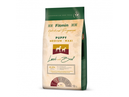 Fitmin Dog Medium/Maxi Puppy Lamb With Beef 12 kg z kategorie Chovatelské potřeby a krmiva pro psy > Krmiva pro psy > Granule pro psy