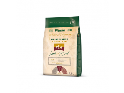 Fitmin Dog Medium/Maxi Maintenance Lamb With Beef 2,5 kg z kategorie Chovatelské potřeby a krmiva pro psy > Krmiva pro psy > Granule pro psy