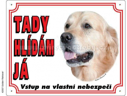 Výstražná plastová tabulka na plot Zlatý retriever z kategorie Chovatelské potřeby a krmiva pro psy > Tabulky, samolepky > Psí tabulky na plot