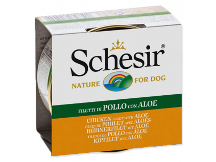 Konzerva SCHESIR Dog kuřecí + aloe v želé 150 g z kategorie Chovatelské potřeby a krmiva pro psy > Krmiva pro psy > Konzervy pro psy