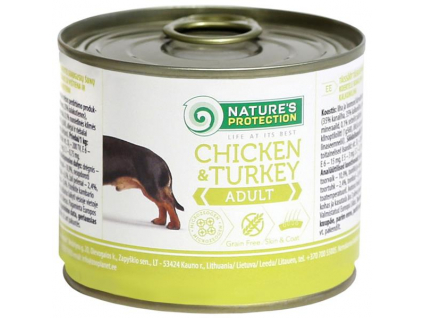 Nature's Protection Dog Adult kuře/krůta konzerva 200g z kategorie Chovatelské potřeby a krmiva pro psy > Krmiva pro psy > Konzervy pro psy