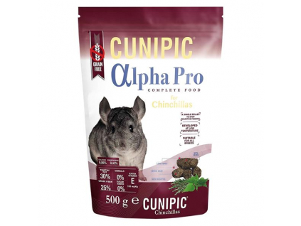 Cunipic Alpha Pro Chinchilla - činčila 500 g z kategorie Chovatelské potřeby a krmiva pro hlodavce a malá zvířata > Krmiva pro hlodavce a malá zvířata