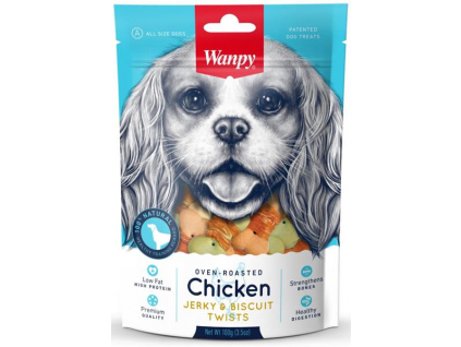 Wanpy Dog Chicken Jerky & Biscuit Twists 100 g z kategorie Chovatelské potřeby a krmiva pro psy > Pamlsky pro psy > Piškoty, sušenky pro psy