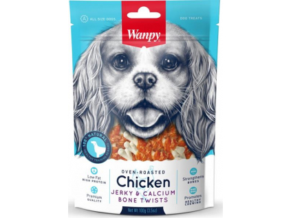 Wanpy Dog Chicken Jerky & Calcium Bone Twists 100 g z kategorie Chovatelské potřeby a krmiva pro psy > Pamlsky pro psy > Bílé kosti pro psy