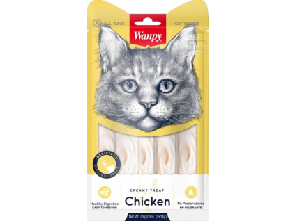 Wanpy Cat Creamy Lickable Treats - Chicken 5 x 14 g z kategorie Chovatelské potřeby a krmiva pro kočky > Krmivo a pamlsky pro kočky > Pamlsky pro kočky