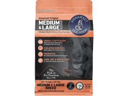 Annamaet Medium&Large Breed 5,44 kg (12lb) z kategorie Chovatelské potřeby a krmiva pro psy > Krmiva pro psy > Granule pro psy