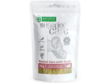 Nature's Protection Superior Care Dog Snack králičí uši s kachnou 75 g z kategorie Chovatelské potřeby a krmiva pro psy > Pamlsky pro psy > Sušené vnitřnosti, kosti pro psy