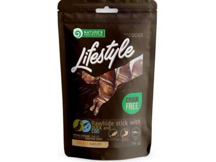 Nature's Protection Dog snack Lifestyle kachní, tresčí tyčinky 75 g z kategorie Chovatelské potřeby a krmiva pro psy > Pamlsky pro psy > Žvýkací pamlsky pro psy