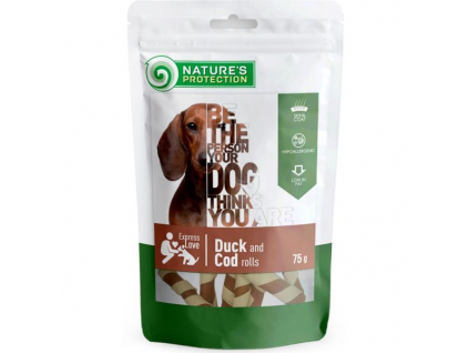 Nature's Protection dog snack kachní/rybí rolky 75 g z kategorie Chovatelské potřeby a krmiva pro psy > Pamlsky pro psy > Tyčinky, salámky pro psy