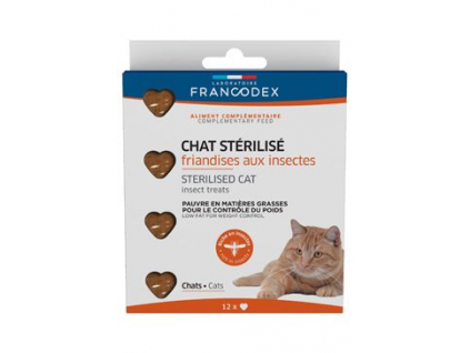 Francodex Pochout. Protein-Insect pro kastr.kočky 12ks z kategorie Chovatelské potřeby a krmiva pro kočky > Vitamíny a léčiva pro kočky > Péče o srst, kůži a tlapky koček