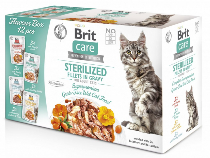 Brit Care Cat Fillets in Gravy Steril. Flav.Box 12x85g z kategorie Chovatelské potřeby a krmiva pro kočky > Krmivo a pamlsky pro kočky > Kapsičky pro kočky