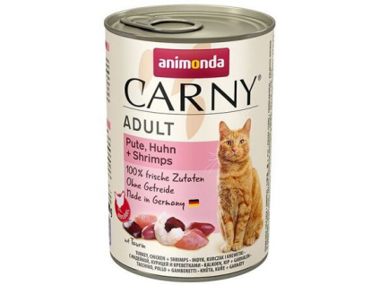 ANIMONDA konzerva CARNY Adult krůta, kuře a ráčci 400g z kategorie Chovatelské potřeby a krmiva pro kočky > Krmivo a pamlsky pro kočky > Konzervy pro kočky