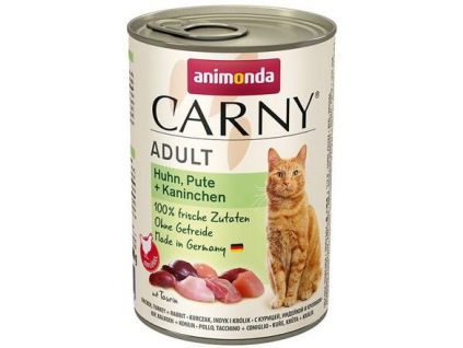 ANIMONDA konzerva CARNY Adult kuře, krůta, králík 400g z kategorie Chovatelské potřeby a krmiva pro kočky > Krmivo a pamlsky pro kočky > Konzervy pro kočky