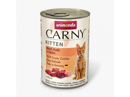 ANIMONDA konzerva CARNY Kitten telecí, kuřecí, krůta 400g z kategorie Chovatelské potřeby a krmiva pro kočky > Krmivo a pamlsky pro kočky > Konzervy pro kočky