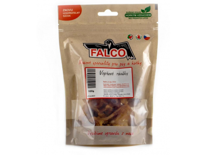 Falco pochoutky sušené záušky 100g z kategorie Chovatelské potřeby a krmiva pro psy > Pamlsky pro psy > Sušené vnitřnosti, kosti pro psy