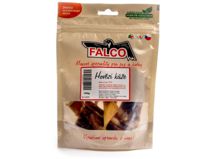 Falco pochoutky sušená hovězí kůže 100 g z kategorie Chovatelské potřeby a krmiva pro psy > Pamlsky pro psy > Sušené vnitřnosti, kosti pro psy