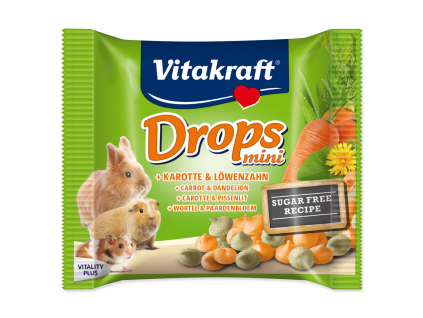 Vitakraft Drops Happy Karotte Rabbit 40 g z kategorie Chovatelské potřeby a krmiva pro hlodavce a malá zvířata > Pamlsky pro hlodavce