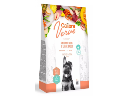 6114 1 109772 calibra dog verve gf junior m l chicken duck 12kg