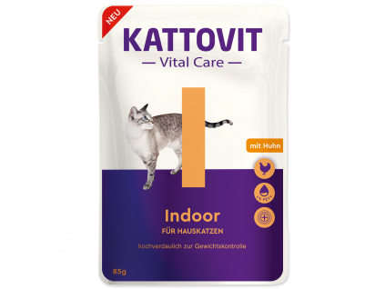 Kapsička KATTOVIT Vital Care Indoor 85 g z kategorie Chovatelské potřeby a krmiva pro kočky > Krmivo a pamlsky pro kočky > Kapsičky pro kočky