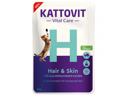 Kapsička KATTOVIT Vital Care Hair & Skin 85 g z kategorie Chovatelské potřeby a krmiva pro kočky