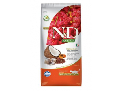 N&D GF Quinoa CAT Skin&Coat Herring & Coconut 5kg z kategorie Chovatelské potřeby a krmiva pro kočky > Krmivo a pamlsky pro kočky > Granule pro kočky