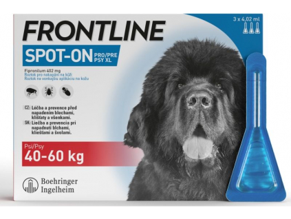 FRONTLINE SPOT ON pro psy XL (40-60kg) - 3x4,02ml z kategorie Chovatelské potřeby a krmiva pro psy > Antiparazitika pro psy > Pipety (Spot On) pro psy