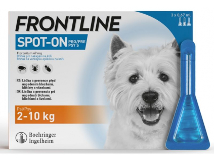 FRONTLINE SPOT ON pro psy S (2-10kg) - 3x0,67ml z kategorie Chovatelské potřeby a krmiva pro psy > Antiparazitika pro psy > Pipety (Spot On) pro psy