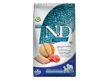 N&D OCEAN DOG Adult M/L Salmon & Cod & Melon 2,5kg z kategorie Chovatelské potřeby a krmiva pro psy > Krmiva pro psy > Granule pro psy
