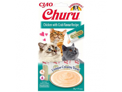 Inaba Churu cat snack Kuře s krabí příchutí 4x14g z kategorie Chovatelské potřeby a krmiva pro kočky > Krmivo a pamlsky pro kočky > Kapsičky pro kočky