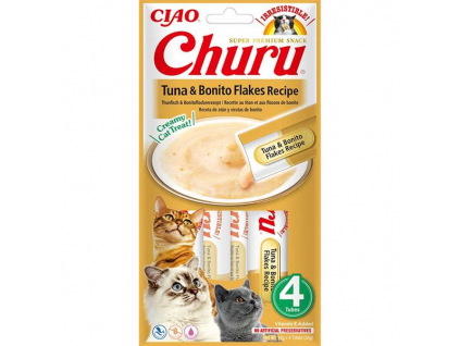 Inaba Churu cat snack tuňák & Bonito vločky 4x14g z kategorie Chovatelské potřeby a krmiva pro kočky > Krmivo a pamlsky pro kočky > Pamlsky pro kočky