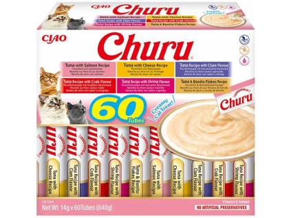 Inaba Churu cat snack tuňák mix multipack 60x14g z kategorie Chovatelské potřeby a krmiva pro kočky > Krmivo a pamlsky pro kočky > Pamlsky pro kočky