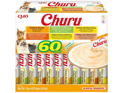 Inaba Churu cat snack kuře mix multipack 60x14g z kategorie Chovatelské potřeby a krmiva pro kočky > Krmivo a pamlsky pro kočky > Pamlsky pro kočky