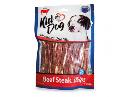 KIDDOG hovězí steak v proužku 250 g z kategorie Chovatelské potřeby a krmiva pro psy > Pamlsky pro psy > Žvýkací pamlsky pro psy