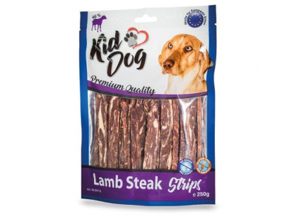 KIDDOG jehněčí steak v proužku 12/0,8 cm 250 g z kategorie Chovatelské potřeby a krmiva pro psy > Pamlsky pro psy > Tyčinky, salámky pro psy