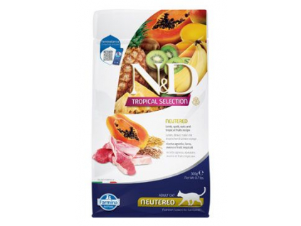 N&D TROPICAL SELECTION CAT Lamb Neutered 300g z kategorie Chovatelské potřeby a krmiva pro kočky > Krmivo a pamlsky pro kočky > Granule pro kočky