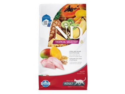 N&D TROPICAL SELECTION CAT Adult Chicken 300g z kategorie Chovatelské potřeby a krmiva pro kočky > Krmivo a pamlsky pro kočky > Granule pro kočky