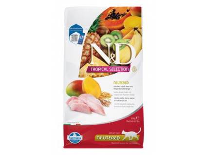 N&D TROPICAL SELECTION CAT Neutered Chicken 300g z kategorie Chovatelské potřeby a krmiva pro kočky > Krmivo a pamlsky pro kočky > Granule pro kočky