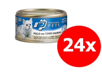 Professional Pets Naturale Cat kuře, tuňák, losos a krevety 24x70g z kategorie Chovatelské potřeby a krmiva pro kočky > Krmivo a pamlsky pro kočky > Konzervy pro kočky