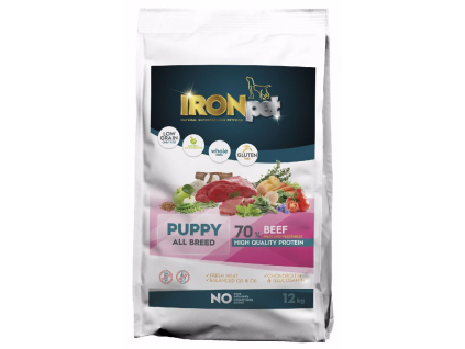 IRONpet Dog Puppy All Breed Beef (Hovězí) 12 kg z kategorie Chovatelské potřeby a krmiva pro psy > Krmiva pro psy > Granule pro psy