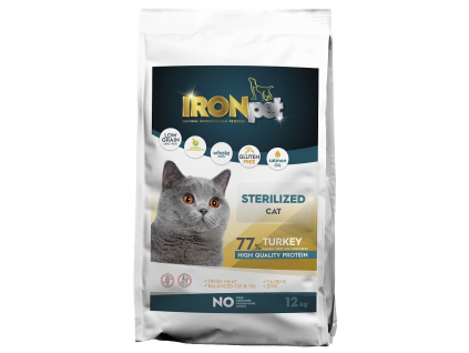 IRONpet Cat Sterilized Turkey (Krůta) 12 kg z kategorie Chovatelské potřeby a krmiva pro kočky > Krmivo a pamlsky pro kočky > Granule pro kočky