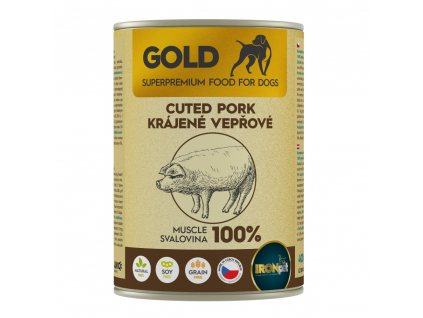 IRONpet Gold Dog Vepřová krájená svalovina 400 g z kategorie Chovatelské potřeby a krmiva pro psy > Krmiva pro psy > Konzervy pro psy